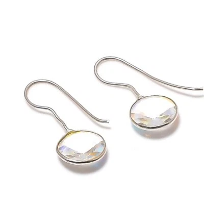 Faceted Rainbow Fire Topaz Gemstone 925 Sterling Silver Jewelry Earring 1.18" D7 - Image 1 of 4