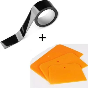 Gloss Black De-Chroming Vinyl Wrap Metre Chrome Delete Car Trim Tape + Spreader - Picture 1 of 12
