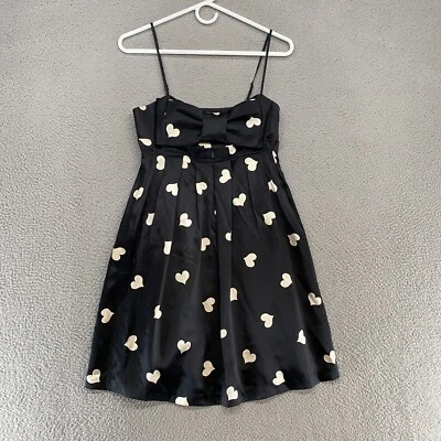 Betsey Johnson Y2KDress Womens 2 Big Bow 90s Heart Babydoll 100% Silk Hoco - Image 1 of 4