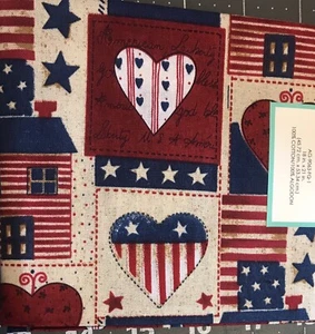 FQ AMERICANA PATRIOTISCHES LANDHAUS STERNE HERZEN FLAGGE BAUMWOLLE FQ - Bild 1 von 1