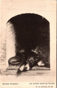 Le Chien Dans Sa Niche The Dog in His Kennel Musee Wiertz Postcard - Picture 1 of 2