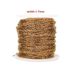 5meters Gold Plated Stainless Steel 1.7mm Width Rolo Cable Chain Link Chains - Picture 1 of 8