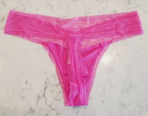 Victoria's Secret THE LACIE Lace Waist Cotton Thong - Large - VS Panty NWT - Picture 1 of 5