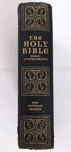 HOLY BIBLE DOUAY CONFRATERNITY NEW CATHOLIC VERSION 1950 GENUINE LEATHER  - Picture 1 of 15
