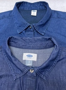 Lot Of 2-Old Navy Blue Collared 1/2 Button Chambray Denim Shirt Dress Size S/P - Picture 1 of 7