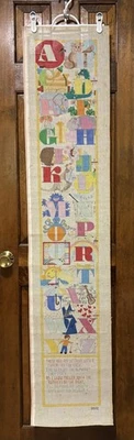 LIFESIZE Vintage Rare Hand-painted Alphabet Growth Chart Needlepoint Canvas - Image 1 of 4