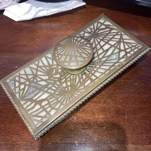 Tiffany Studios Style Rocker Blotter. Hammered Brass. Nice Patina. 5” X 2.5” - Picture 1 of 9