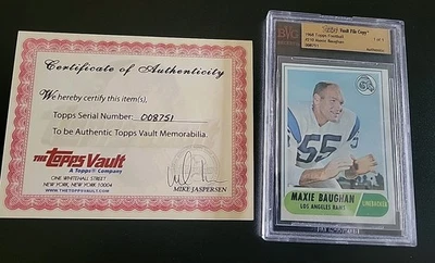 1968 Topps Vault File Copy 210 Maxie Baughan 1/1 With COA - BVG Authenticated - Image 1 of 4
