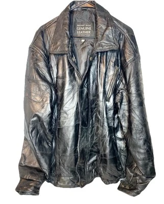 Chaqueta vintage Maxam de cuero pepita dorada para hombre talla grande 90’s bombardero liso Foto 1 de 4