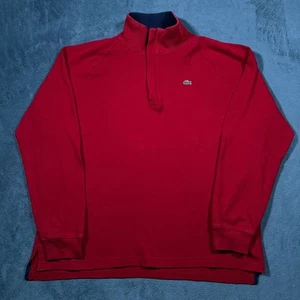 Suéter de algodón de manga larga con media cremallera rojo extra grande Lacoste para hombre - Imagen 1 de 12