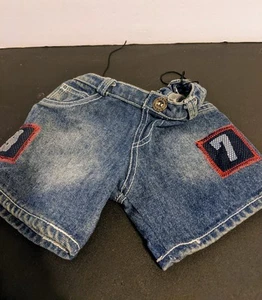 Blue Jeans Shorts Numbers Pockets for Stuffed Animals - Picture 1 of 2