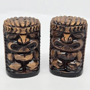 Vintage Hawaii Tiki Keramik Salz & Pfefferstreuer Set Totem Kopf Made in Japan - Bild 1 von 7