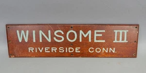 Vintage 1950s sail boat ship name plaque plate Greenwich Riverside Connecticut - Picture 1 of 3