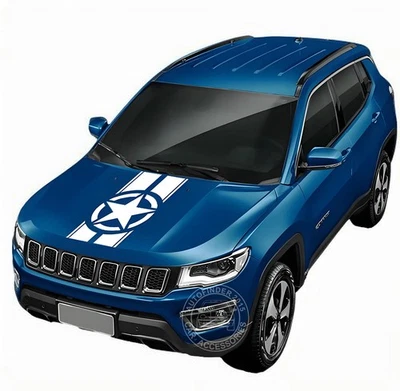 Graphics Racing Stripe Car Hood Star Sticker For Jeep Compass Bonnet Decals - Изображение 1 из 4