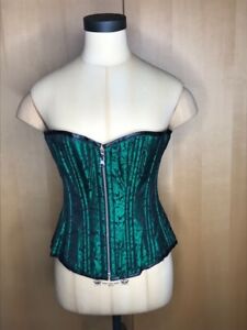 Corset Story reversible zip front lace up large corset green/black