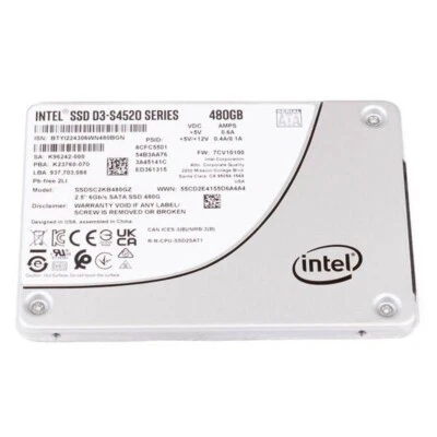 Intel D3 S4520 480GB SSD 2.5" 6Gb/s SATA III SSDSCKKB480GZ01 Solid State Drive - Image 1 of 2
