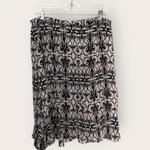 Talbots Rock Damen Gr. 14 Zierlich Seide Schwarz Weiß Lagen Streamer Chiffon Vintage 90 - Bild 1 von 12