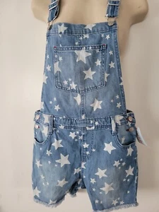 Cat and Jack Girls Medium wash Jeans Bib Shorts. Sz small 6/6x and XL 14/16. - Picture 1 of 5