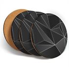 4 x Coasters  - BW - Black Abstract Art Deco  #42579