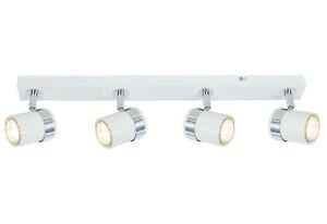 White 4 way LED Ceiling Spot Lights Fitting Kitchen GU10 Straight Bar Spotlight