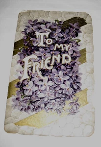 VINTAGE C. 1900 FLOREALE IN RILIEVO "AL MIO AMICO" 12p. LIBRETTO DI NATALE LITOGRAFIA D'ARTE - Foto 1 di 3