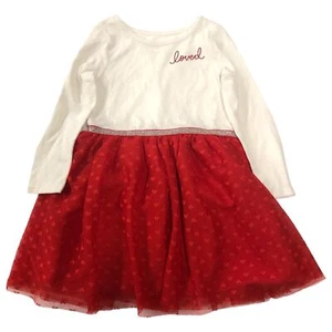 Toddler Girls White & Pink Heart Print Loved Valentines Day Dress 3T - Picture 1 of 2