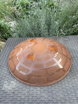 "Antigua lámpara de techo francesa de 16"" Art Deco de vidrio con cúpula rosa" Foto 1 de 4