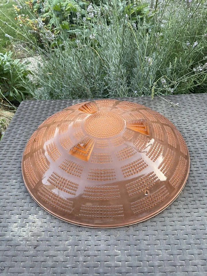 Antique French 16” Glass Art Deco Chandelier Dome Ceiling Light Fixture Pink - Image 1 of 4