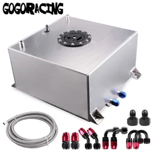 10 Gallon 40L Aluminum Fuel Cell Gas Tank + Level Sender + Fuel Line + Fittings - Picture 1 of 9