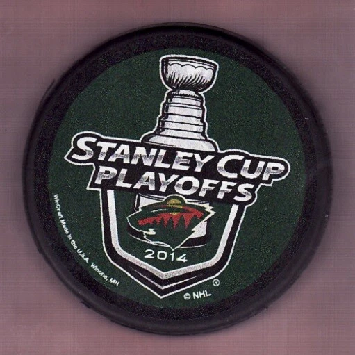 MINNESOTA WILD 2014 STANLEY PLAYOFFS CUP GREEN front PUCK Wincraft - #GL - Image 1 of 1