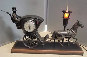 United Metal Goods Horse Carriage Clock & Lamp, Moving Arm - All Works - Picture 1 of 11