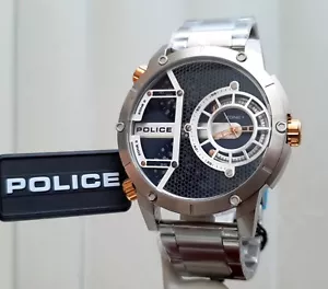 Nuovo orologio uomo POLICE Vibe oversize big face 3 fusi orari acciaio nuovo regalo per lui - Foto 1 di 24
