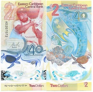 Eastern Caribbean 2 Dollars UNC 2023 Polymer - Picture 1 of 1