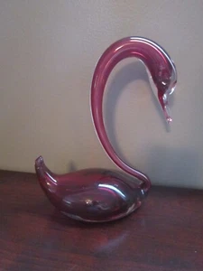 ROSSI ARÁNDANO Y VIDRIO SOPLADO A MANO TRANSPARENTE CISNE VINTAGE 7" NIAGRA CAE CANADÁ - Imagen 1 de 8