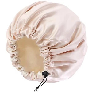 Large Double-Layer Satin Sleep Bonnet for Women – Adjustable Champagne - Picture 1 of 7