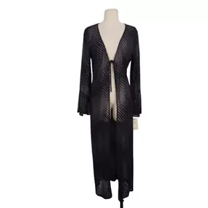 Nuevo con etiquetas Cárdigan Plumero Largo Transparente Brillante CDC De Colección Talla M Negro Púrpura Gótico Hada - Imagen 1 de 7
