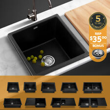 Cefito Kitchen Sink Stone Sink Granite Laundry Basin Single/Double Bowl Black