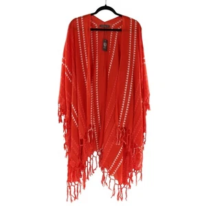 Vince Camuto Geo Woven Box Fringe Kimono Cover-Up Topper #K225 - Imagen 1 de 2