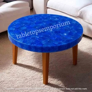 Lapis Lazuli Stone Coffee Table - Random Art Crystal Elegant Sofa Center Decors - Picture 1 of 10
