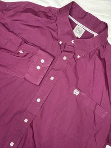 Cinch Men’s Size Large Maroon Long Sleeve Button Down Shirt Western Rodeo Cotton - Picture 1 of 6