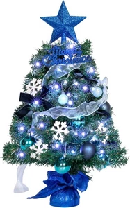 24In Tabletop Christmas Tree, Mini Tree with 35 LED Lights DIY Blue - Picture 1 of 7