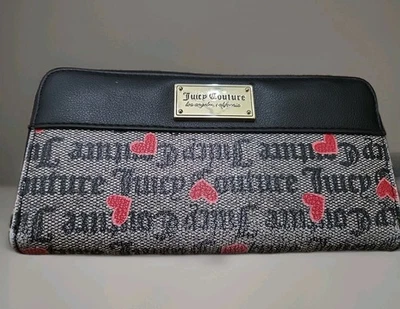 BLUTCH JUICY COUTURE NEGRO ROJO CORAZÓN SAN VALENTÍN GRANDE CREMALLERA ALREDEDOR Y2K Foto 1 de 4