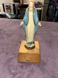 Vintage 1950's 10" Virgin Mary Statue Music Trinket Box No Night Light - Picture 1 of 11