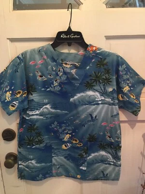 Scrubs Hawaiian Ocean Turtles Fish Dolphins Print Size XS - Image 1 of 4