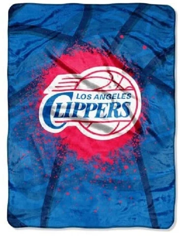 Los Angeles Clippers Plush 60" by 80" Twin Size Raschel Blanket - NBA Cover