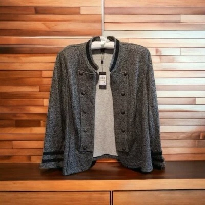 Chaqueta Tommy Hilfiger Banda Militar Gris Carbón Para Mujer Talla 2X Tejida Nueva Con Etiquetas $119.5 Foto 1 de 4