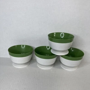 Raffiaware Thermo Temp Footed Dessert 4 Bowls Melamine Avocado Green Ice Cream - Picture 1 of 8