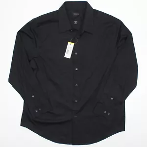 NEW Structure Slim Stretch Fit Men's Black Long Sleeve Shirt XXL 18-18 1/2 34-35 - Picture 1 of 10