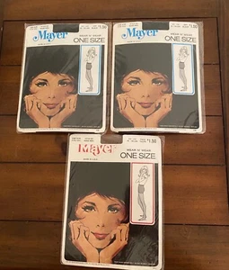 3 Packages Vintage MAYER pantyhose Old Stock - Picture 1 of 2