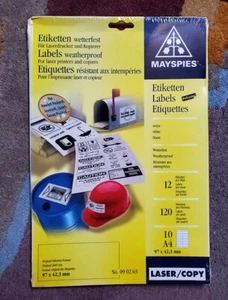 Mayspies Wetterfeste Etiketten DIN A4 97 x 42,3 mm 120 Stk. Polyester weiss - Bild 1 von 6